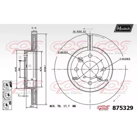 Тормозной диск MAXTECH 8 75329 1RLJ9JO 875329.6880 4329585 изображение 0