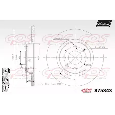 Тормозной диск MAXTECH 8753 43 4329609 875343.6880 C7X5BT