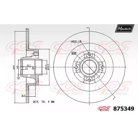 Тормозной диск MAXTECH 52GFMZ9 875 349 4329619 875349.0005 изображение 0