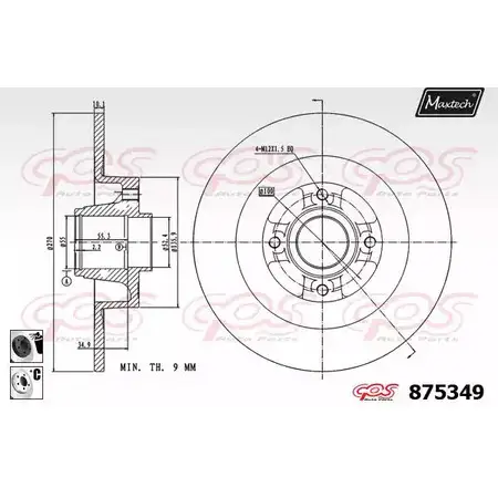 Тормозной диск MAXTECH 875349.6065 87 5349 4329620 R4W8B