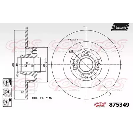 Тормозной диск MAXTECH Q4IOKP 4329621 875 349 875349.6885