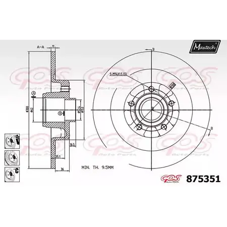 Тормозной диск MAXTECH 4329630 8 75351 ABHAY 875351.6985 изображение 0