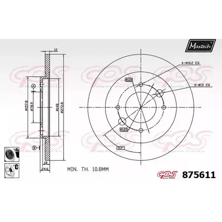 Тормозной диск MAXTECH 875611.6060 4329748 87 5611 TTY1ZRS изображение 0