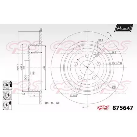 Тормозной диск MAXTECH QJ7ZRF 4329878 8756 47 875647.6980