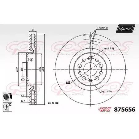 Тормозной диск MAXTECH 87565 6 CIVCR 4329908 875656.6060