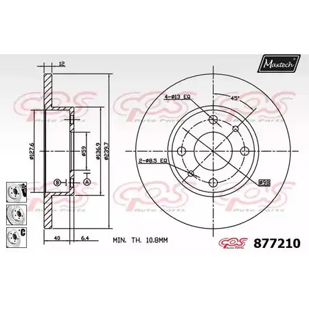 Тормозной диск MAXTECH 877210.6880 8 77210 XMI2QWA 4329947