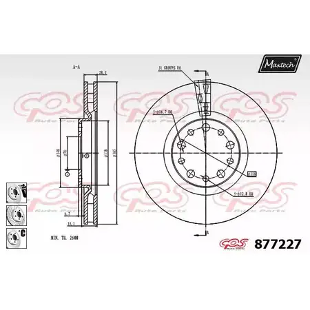 Тормозной диск MAXTECH 4330003 8772 27 R8DX4 877227.6880 изображение 0