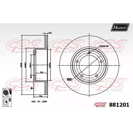 Тормозной диск MAXTECH 4330123 NX5MX 881 201 881201.6060 изображение 0