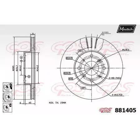 Тормозной диск MAXTECH 4330188 PNEA0 881405.6880 881 405 изображение 0