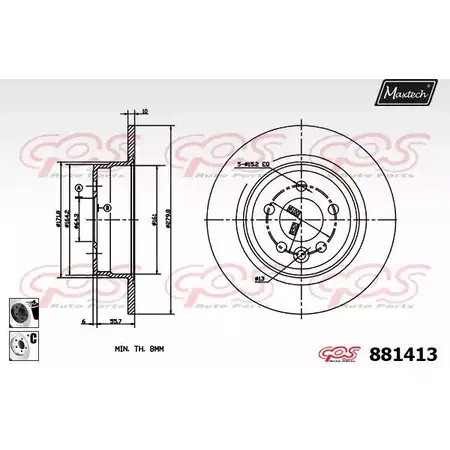 Тормозной диск MAXTECH 3RD1H9H 881413.6060 8814 13 4330215 изображение 0