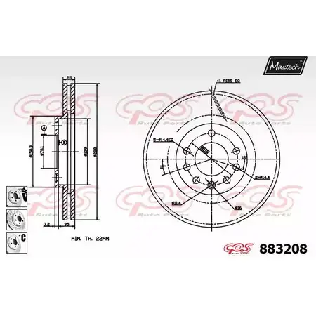 Тормозной диск MAXTECH 88 3208 883208.6880 4330292 9ZLPL4