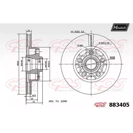 Тормозной диск MAXTECH 883405.0000 4330302 88 3405 1JQ2OW изображение 0