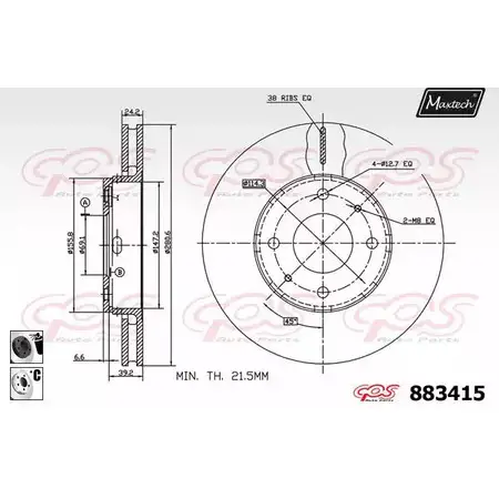 Тормозной диск MAXTECH 8834 15 KY7SCY 883415.6060 4330343 изображение 0