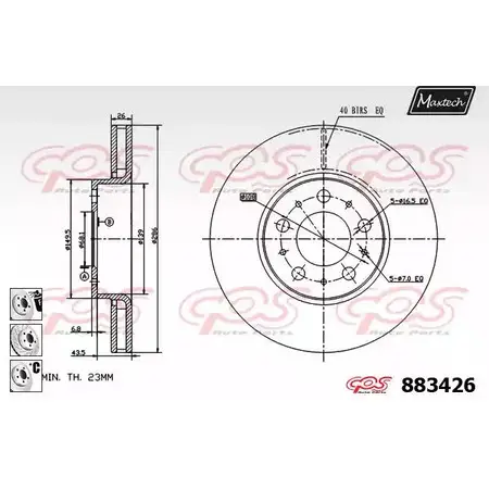 Тормозной диск MAXTECH 8834 26 883426.6980 2BSMO 4330365 изображение 0