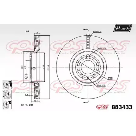 Тормозной диск MAXTECH Z9XM4O 8 83433 883433.6880 4330388 изображение 0