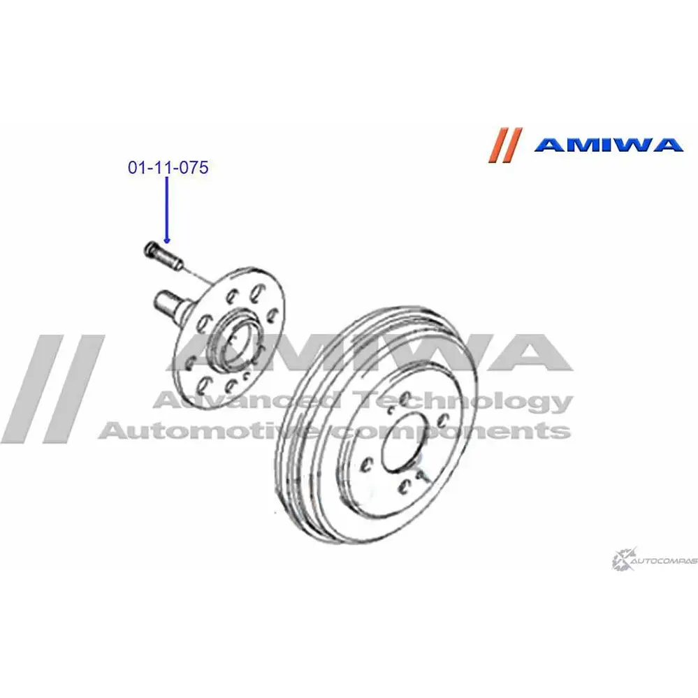 Шпилька колёсная AMIWA 1422491559 E8X1F 01-11-075 AE9DP E изображение 1
