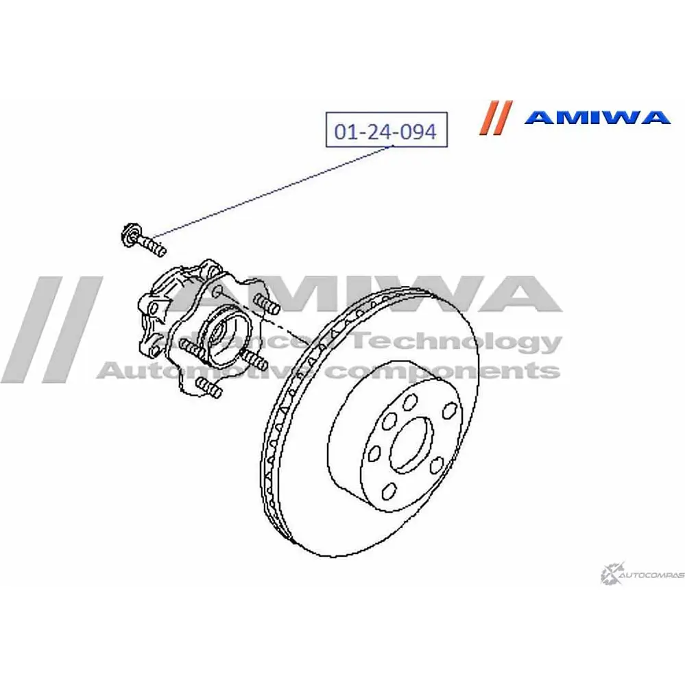 Шпилька колёсная AMIWA 1422491563 8X62WS 01-24-094 N HO9V1 изображение 1