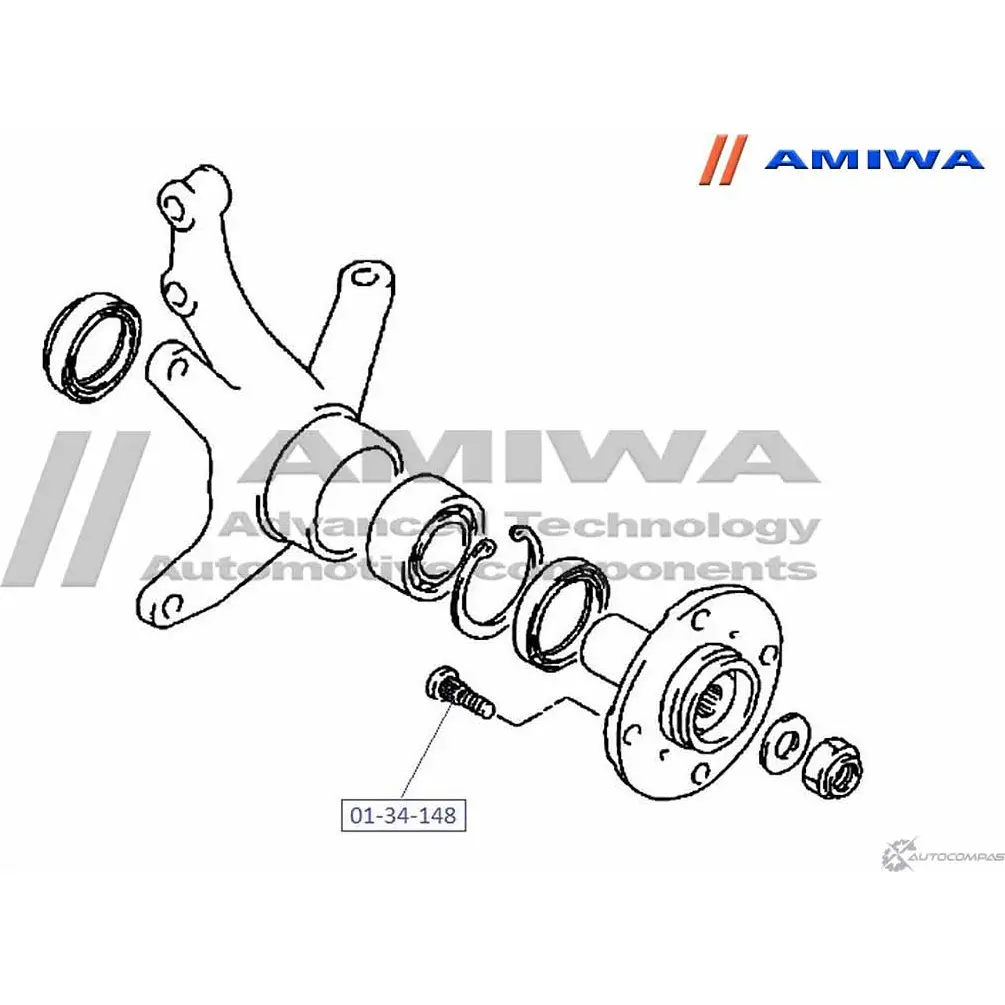 Шпилька колёсная AMIWA XSLQB 26WM L 01-34-148 1422491579 изображение 1