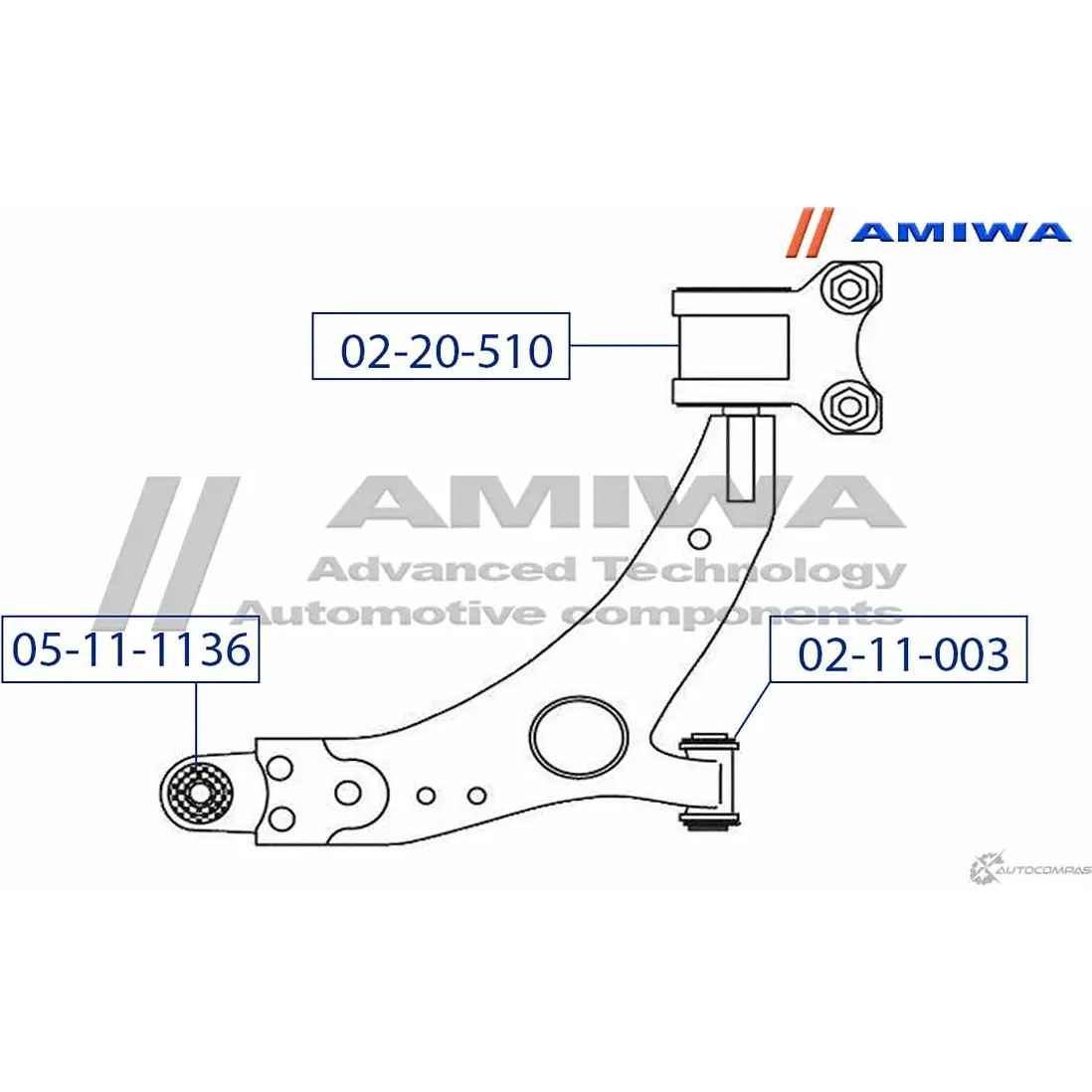 Сайлентблок передний переднего рычага AMIWA H MF0N 1422492564 1CM0BX 02-11-003 изображение 1