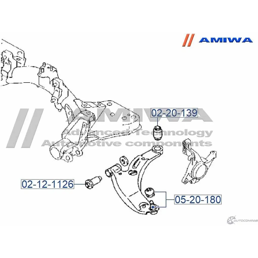 Сайлентблок передний переднего рычага AMIWA 02-12-1126 1422492398 7EE8J9 Q08DNY L изображение 1