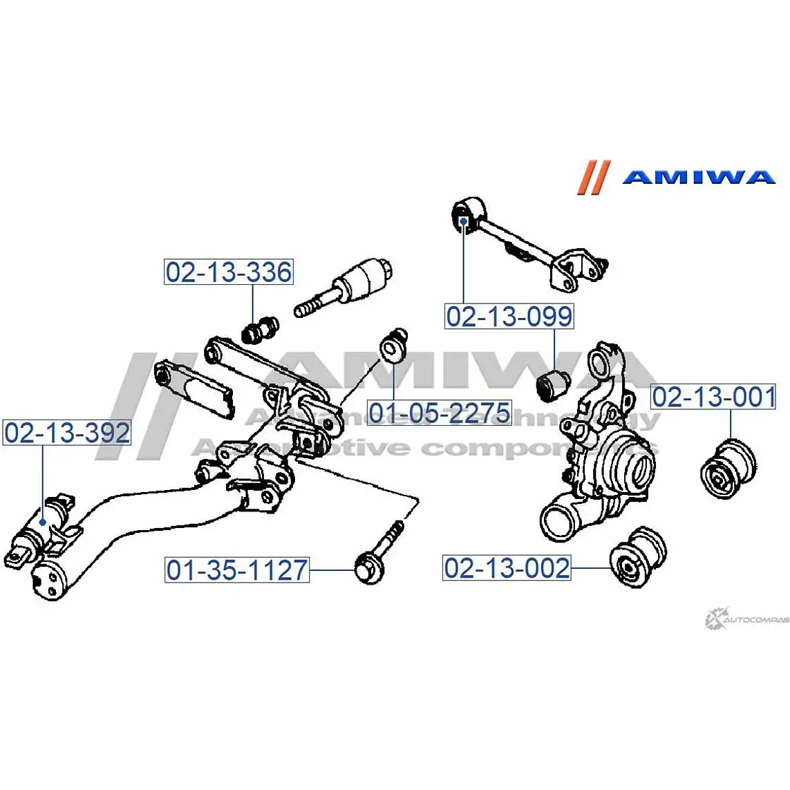 Сайлентблок заднего нижнего рычага AMIWA R FQB267 VVQHMD 02-13-002 1422492172 изображение 1