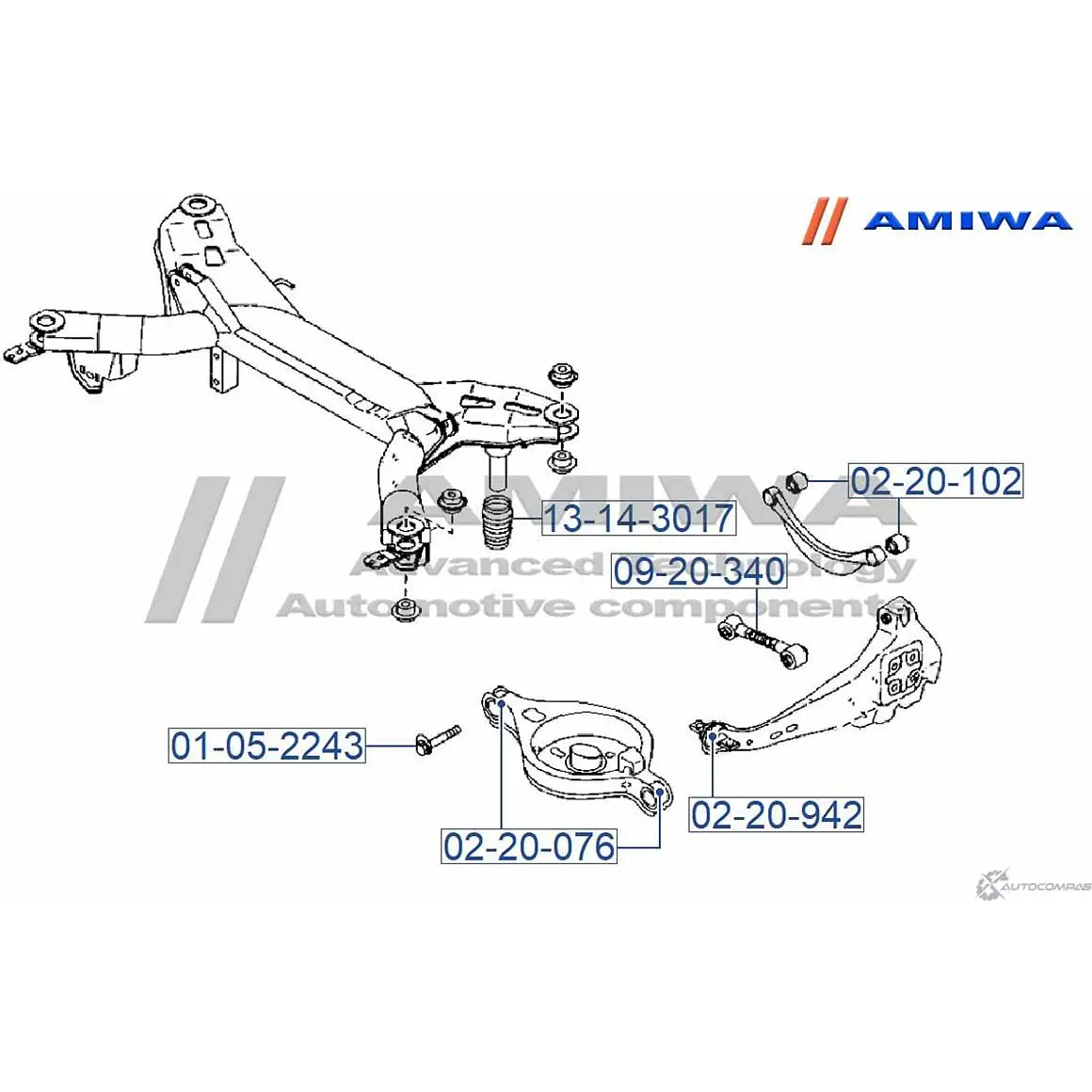 Сайленблок заднего рычага AMIWA O7FWE DR LM2 02-20-102 1422492306 изображение 1