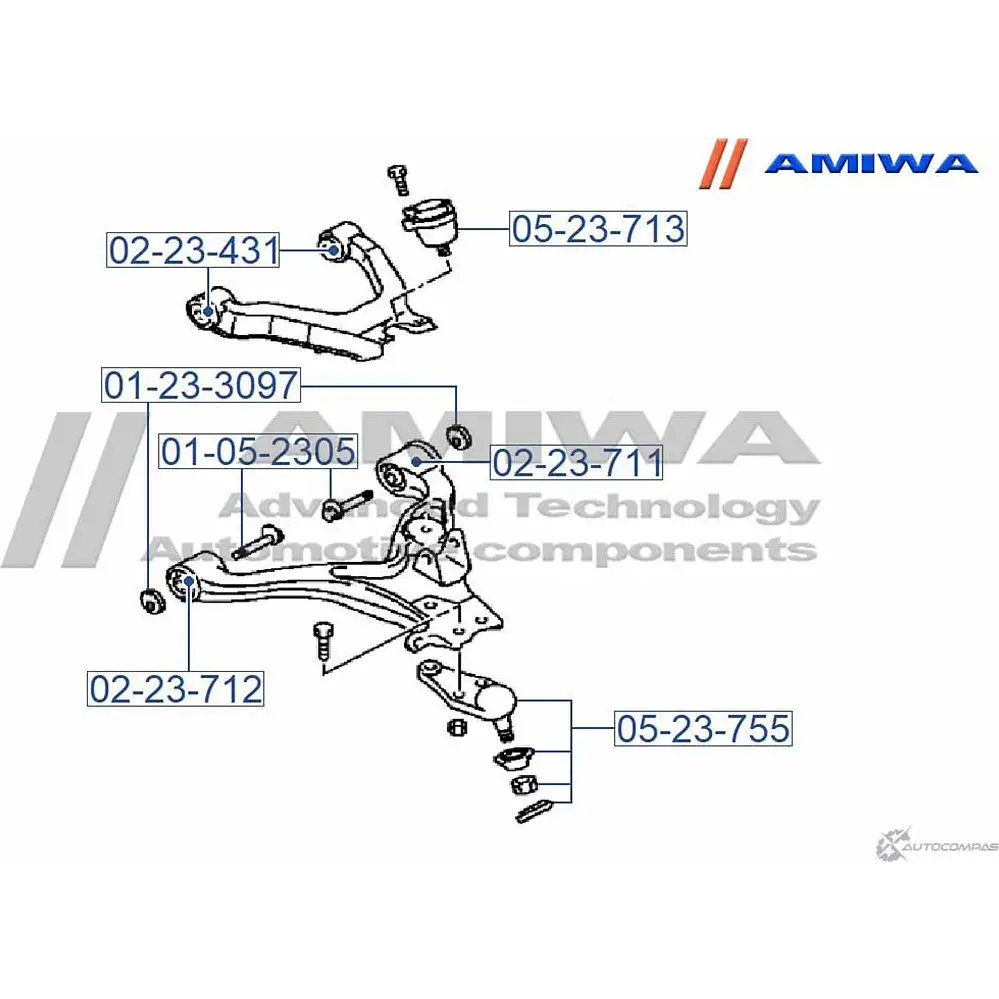 Сайленблок переднего верхнего рычага AMIWA 02-23-431 5P UWNUW W7NEK 1422492677 изображение 1