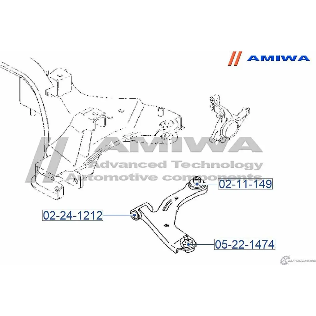 Сайлентблок передний переднего рычага AMIWA 02-24-1212 1422492539 OWGN Z NMMUQ52 изображение 1