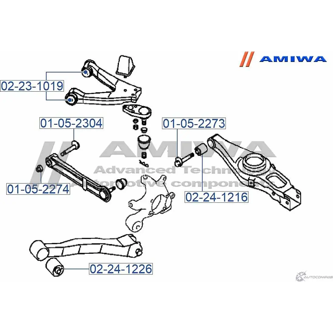 Сайлентблок заднего поперечного рычага AMIWA 02-24-1216 A0MJ D 1422492423 3DASLY изображение 1