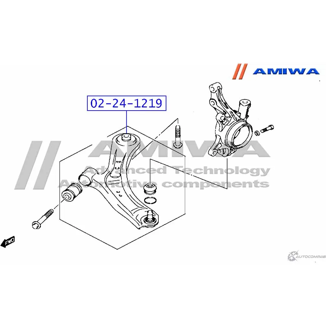 Сайлентблок задний переднего рычага AMIWA R32X 51A 02-24-1219 1422492426 B4PD6X изображение 1