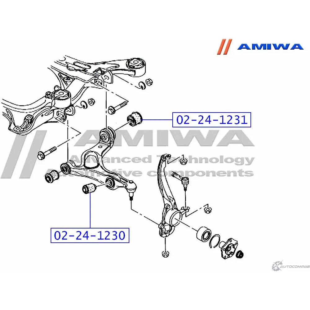 Сайлентблок переднего нижнего рычага AMIWA OV VTAQ 02-24-1230 LTAEF 1422492445 изображение 1