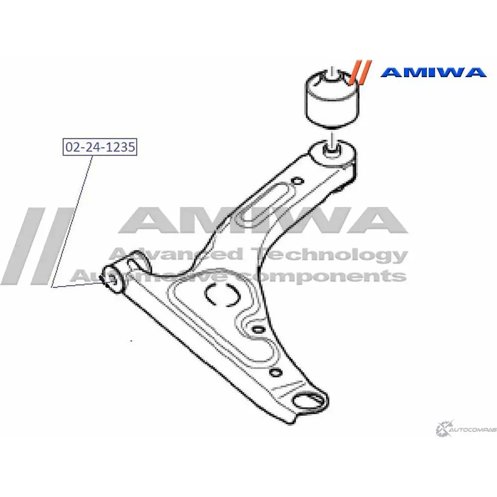 Сайлентблок передний переднего рычага AMIWA 1422492448 T6 TVX 02-24-1235 LWPPDX изображение 1
