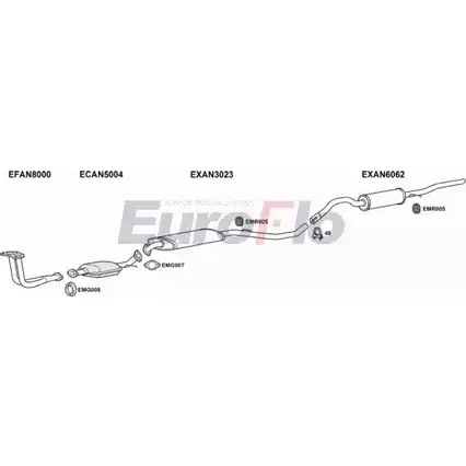 Система выпуска ОГ EUROFLO ANMON20 2015 4339911 2MGOV8 W983 AMB изображение 0