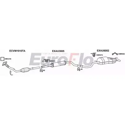 Система выпуска ОГ EUROFLO DI7DTW8 O TKXA 4340384 AUA318 1004D