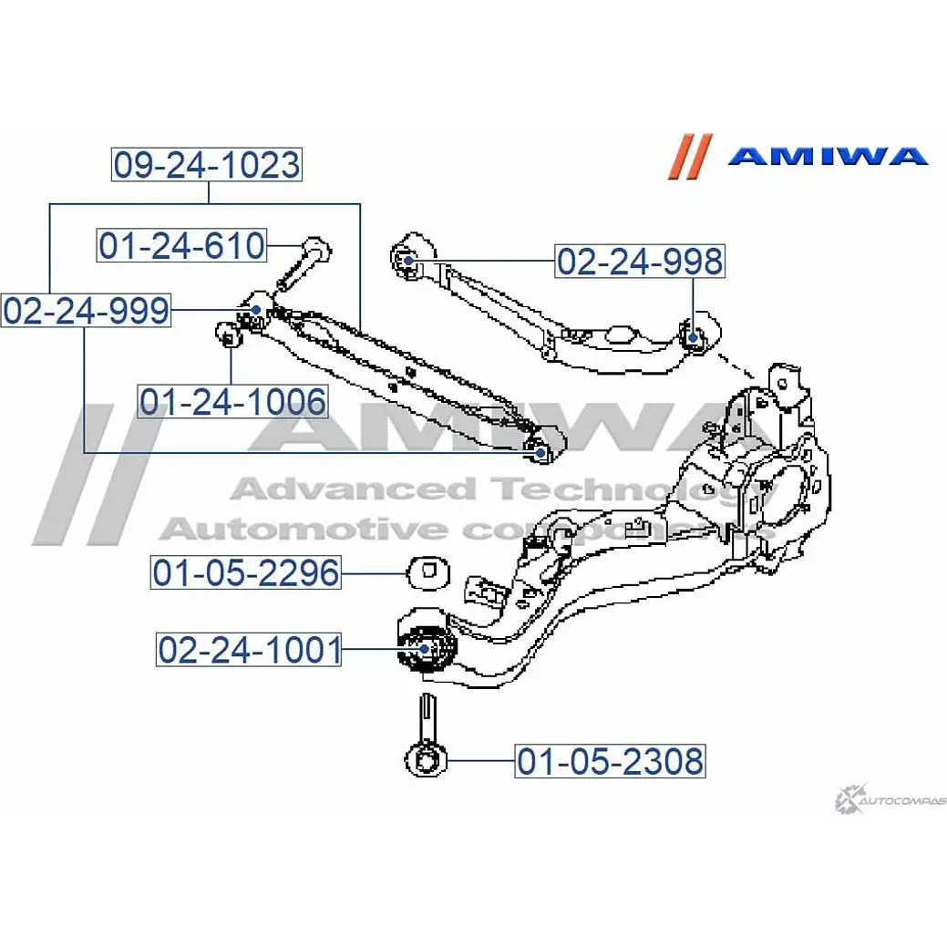 Сайлентблок заднего поперечного рычага AMIWA ZS AY9P 7DVUNY 1422492390 02-24-999 изображение 1
