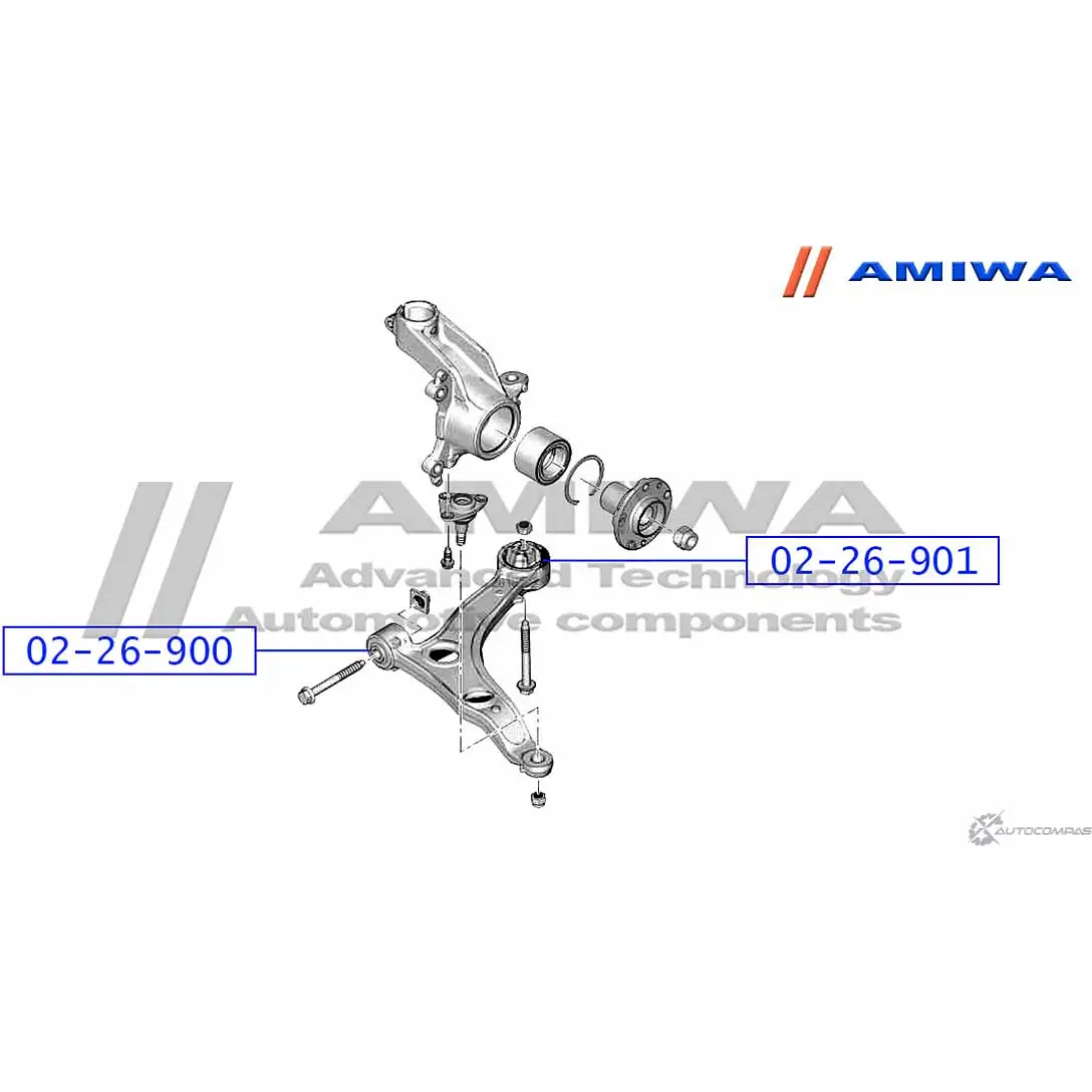 Сайленблок задний переднего рычага AMIWA 1422492713 02-26-901 NUIZ35 Z6CDJ H изображение 1