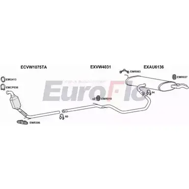 Система выпуска ОГ EUROFLO H5WV31 E 4340428 9QPVR AUA319D 1022A изображение 0