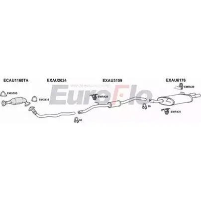 Система выпуска ОГ EUROFLO B5F4P GSUYC EH 4340743 AUA520D 4004A изображение 0