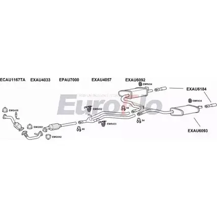 Система выпуска ОГ EUROFLO K6YO5 3 9V766W6 4340897 AUA627D 3008A изображение 0