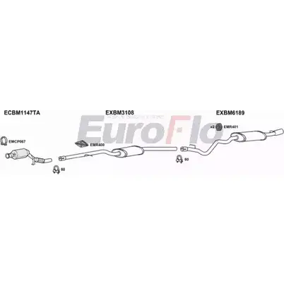 Система выпуска ОГ EUROFLO K5ZT0V A DWQLFL BM32020D 2008B 4341272 изображение 0