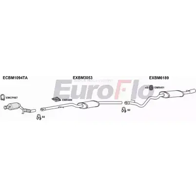 Система выпуска ОГ EUROFLO C 9E77R 4341274 BM32020D 2008D Q4FJ64 изображение 0