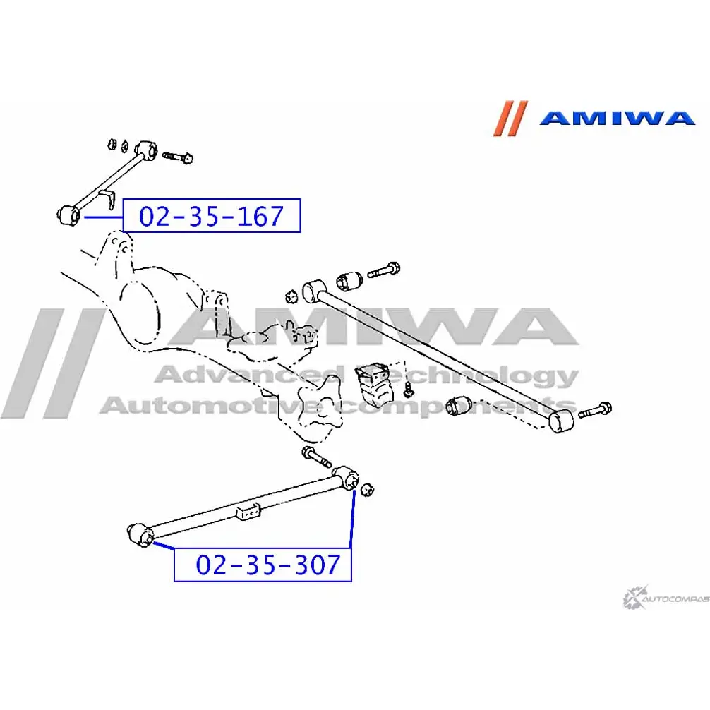 Сайленблок заднего продольного рычага AMIWA 02-35-167 LL2K 13 8D6XHTN 1422492631 изображение 1