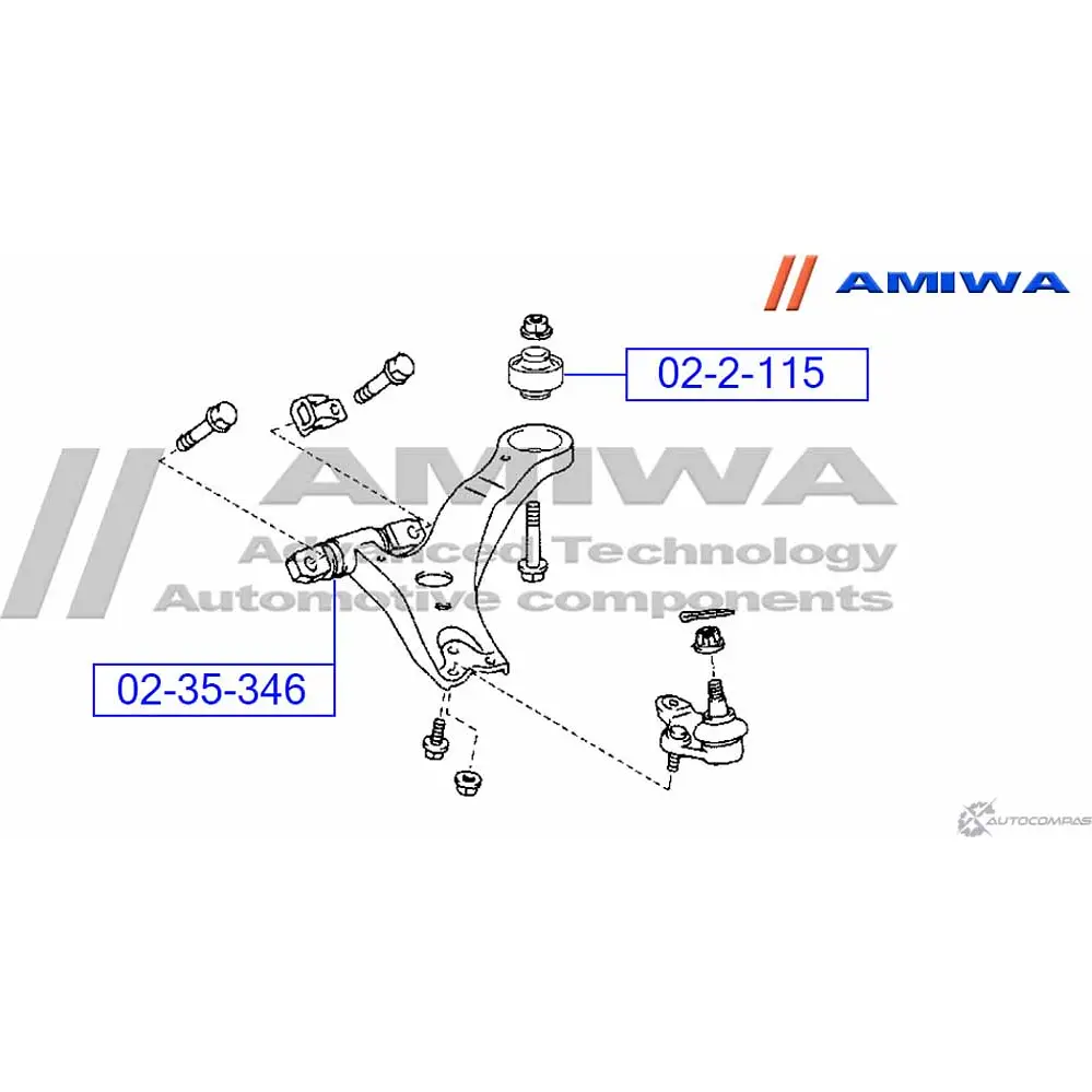 Сайленблок передний переднего рычага AMIWA 3QJX2U 77F TM 02-35-346 1422492579 изображение 1