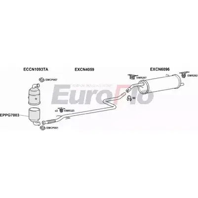 Система выпуска ОГ EUROFLO CNC316D 1001C 4345224 7N3NW JZ MHG изображение 0