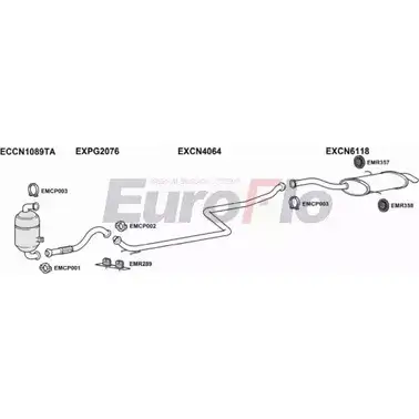 Система выпуска ОГ EUROFLO 2U 8E15F CNC4PI16D 6001A 4345292 2F4O6AY изображение 0
