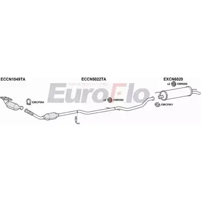 Система выпуска ОГ EUROFLO 4345335 4PR JG8 M168S CNC520 1004A изображение 0