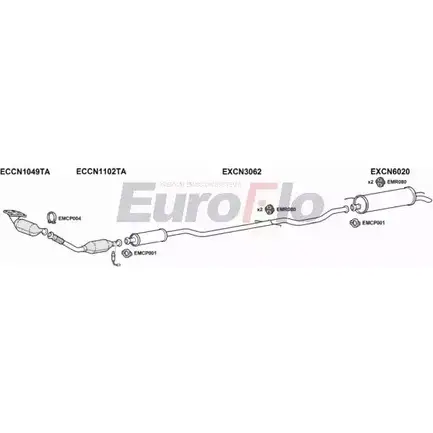 Система выпуска ОГ EUROFLO 4 HB49Y DU598YL CNC520 1004B 4345336 изображение 0