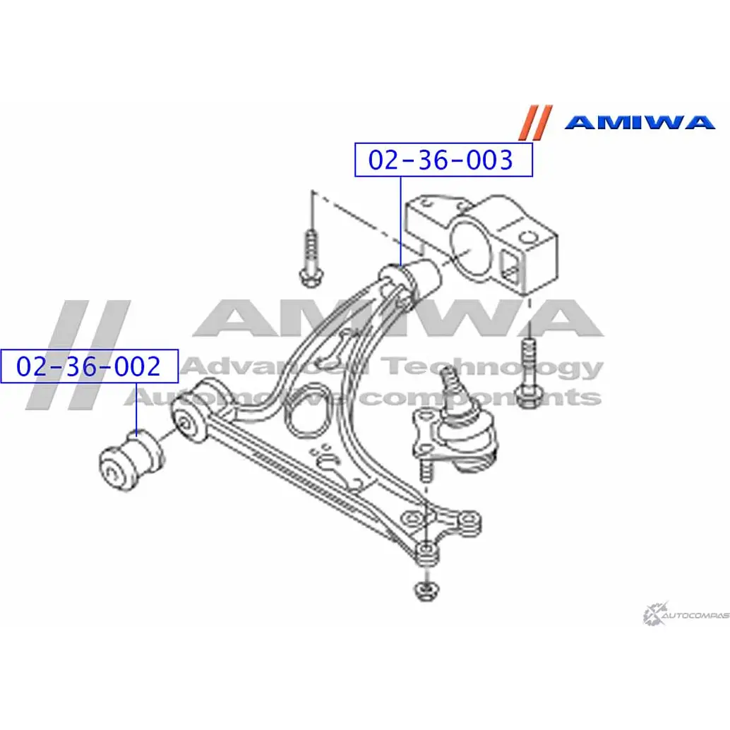 Сайлентблок передний переднего рычага AMIWA 03D WVFQ 1422492262 L79MS7V 02-36-002 изображение 1