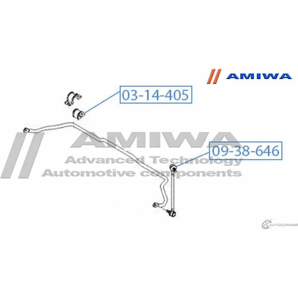 Втулка переднего стабилизатора AMIWA JJ7X N02 3SPZ6 1422491631 03-14-405 изображение 1