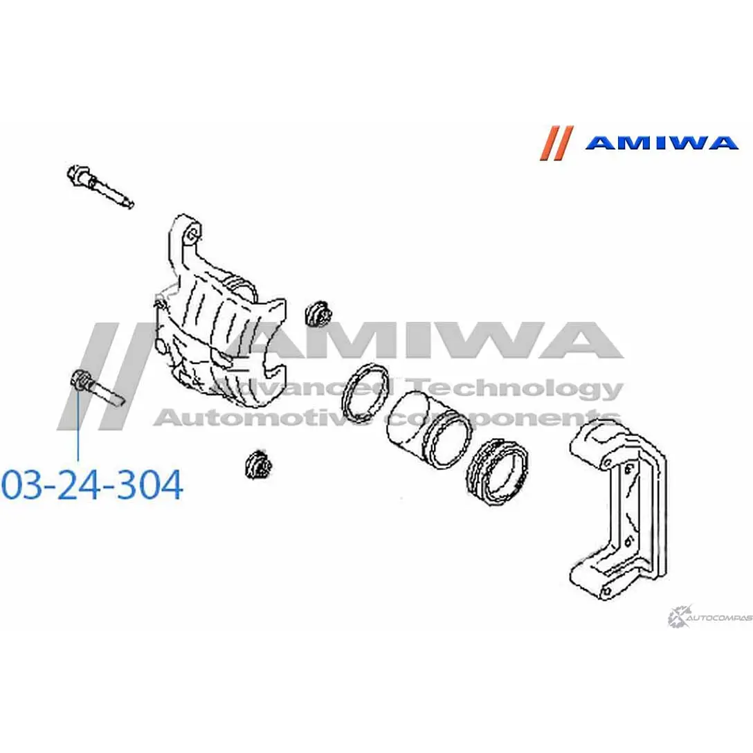 Втулка направляющая суппорта тормозного заднего AMIWA 03-24-304 9W 3QMK 1422491612 Y88MAN изображение 1